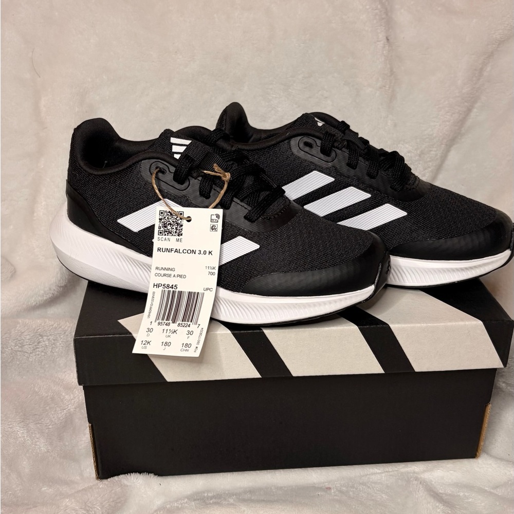 adidas Kids Black and White Runfalcon 3.0 K Sneakers